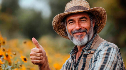Fototapeta premium farmer male thumb up on white background , studio shot