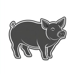 Fototapeta premium Gray pig illustration, farm animal, livestock.