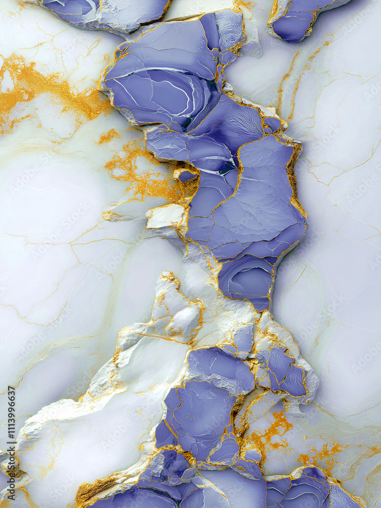 Poster A marble texture with a combination of white and purple tones crossed with fine gold veins. Gradient transitions and flowing lines create an atmosphere of refined nobility