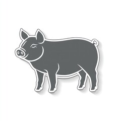 Fototapeta premium Gray pig silhouette icon with shadow.