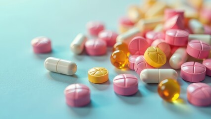 Colorful Creative Medical Background With Pills And Capsules