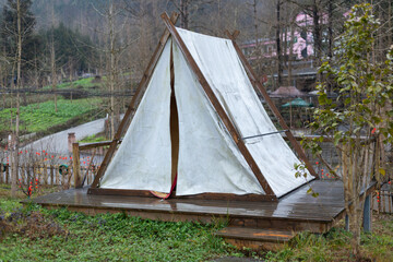 Tents in the park after the rain
