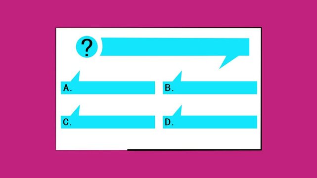 Quiz template Animation with option selection on black background, quiz game question answers Animation.