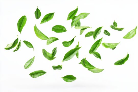 Isolated air with falling green tamarind foliage