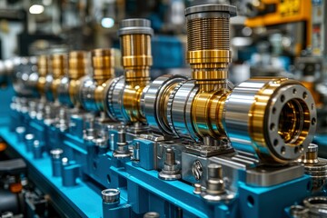 Precision Engineered Machinery Components Close-up of Advanced Industrial Automation System
