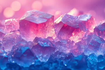 Fototapeta premium Sparkling Amethyst and Blue Crystals A Close-Up Macro of Gemstones