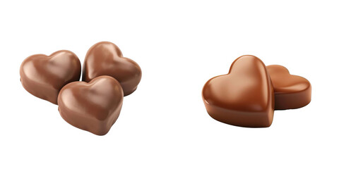 Fototapeta premium 3d render chocolate-covered Heart shape marshmallow isolated on transparent background Cartoon Illustration in plastic style