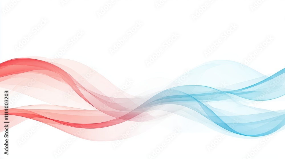 Aufkleber abstract fluid motion waves in graphic design with soft red and blue tones for modern use