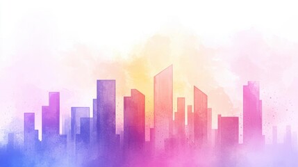 Fototapeta premium Abstract Modern Cityscape Skyline with Vibrant Colors and Soft Gradients in Urban Theme