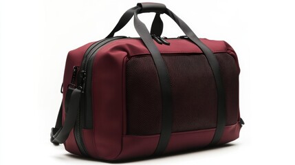 Naklejka premium Compact Gym Bag with Mesh Sides on White Background Sporty Design for Active Lifestyle