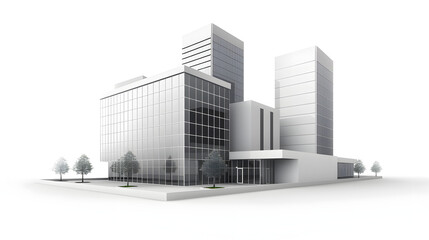Modern 3D render of a blank business center model.