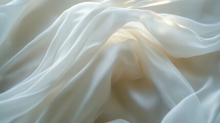 Fototapeta premium Close up of white fabric, soft and luxurious.
