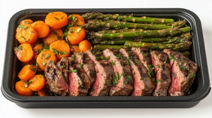 Grilling Steak with Red Wine Glaze on White Background