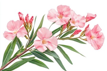 Naklejka premium Isolated pink oleander blooms on a white background