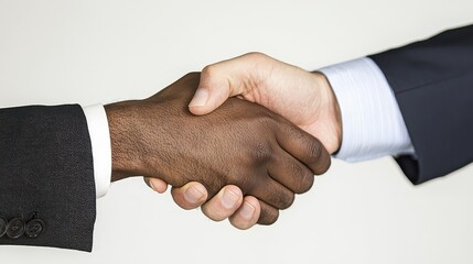Close-up of Diverse Hands Shaking in a Professional Setting Symbolizing Partnership, Cooperation, and Mutual Agreement Between Two Individuals in Business Attire
