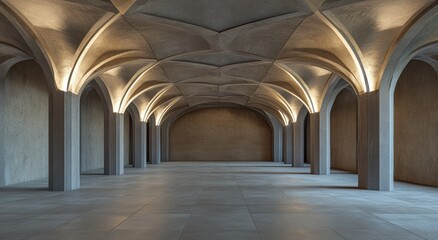Fototapeta premium 現代的なアーチ型天井を持つ広々とした室内空間のデザイン
