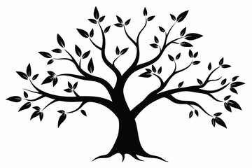 Elegant Branching Silhouette Black Vector Art