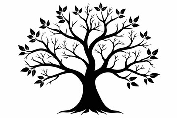 Elegant Branching Silhouette Black Vector Art