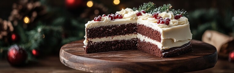Traditional Christmas Cake with Icing Detail