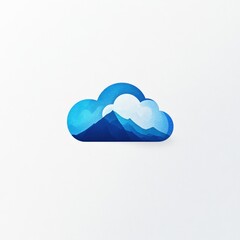 Abstract cloud icon with mountain landscape inside.