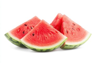 Isolated sliced juicy watermelon on a white background Clipping path