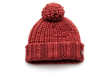 isolated tiny red knit pom hat
