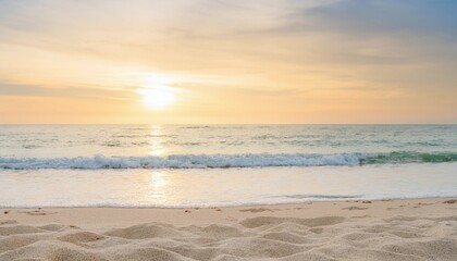 Obraz premium Turquoise Ocean Against Sandy Beach Under Yellow Sky