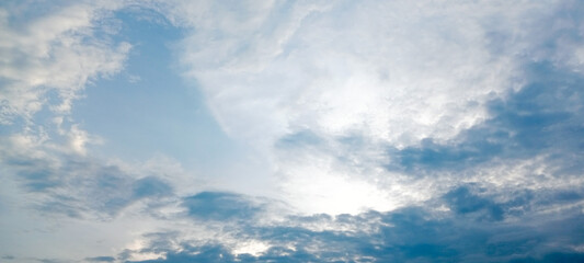 Clouds in Blue Sky on a sunny day, Landscape of nature, Blue sky with clouds and moving, clear blue sky background,clouds with background.