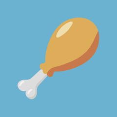 Delicious chicken drumstick illustration, perfect for food-themed projects, menus, culinary designs, and restaurant advertisements, vector food.