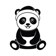 Cute baby panda character cartoon illustration with bamboo in a fun, playful style