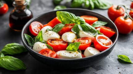 Fresh Caprese Salad with Basil, Tomatoes, and Mozzarella Cheese