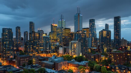 Fototapeta premium Toronto City Skyline Illuminated At Dusk