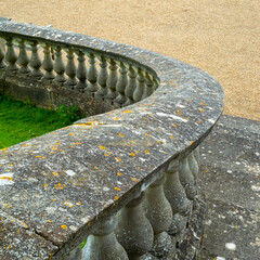Old stone steps balusters balustrade perspective
