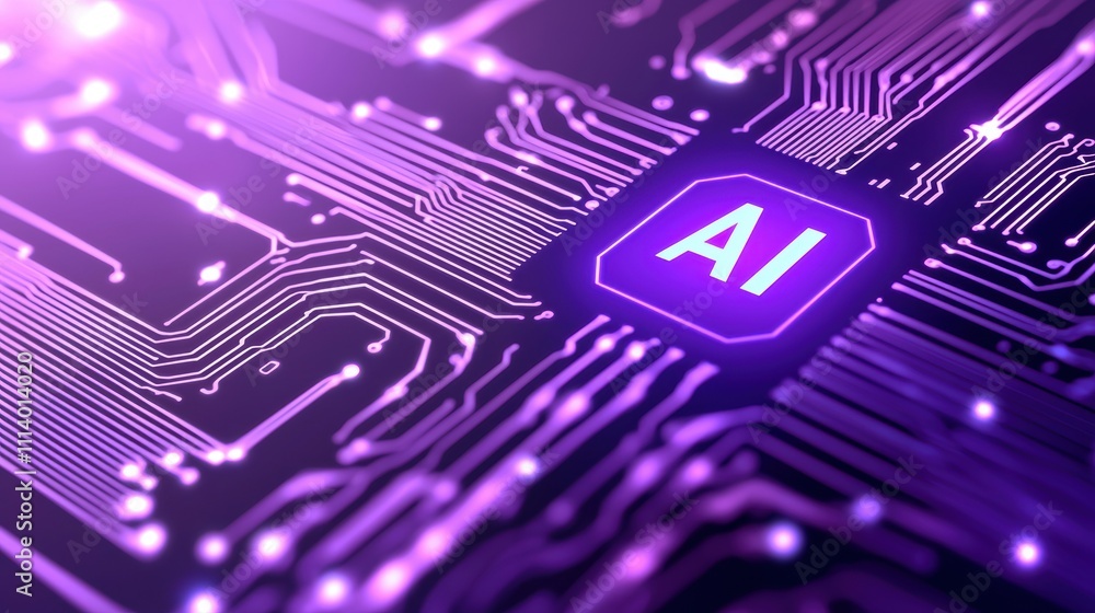 Poster a close-up view of a circuit board featuring the letters 