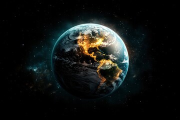 Fototapeta premium Earth at Night A Stunning View of Our Planet from Space