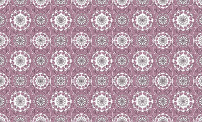 seamless pattern with flowers ornament.  Ornamental floral elements on lilac background.
