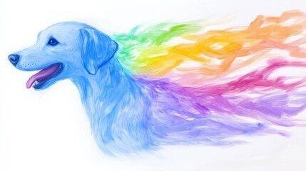 colorful paint splashes abstract minimalist shape of a dog,