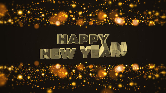 New Year 50 Seconds 3D Text Countdown Bokeh Lights Title 110 1:1 16:9 9:16