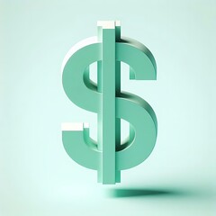 Obraz premium Green Minimalist Dollar Sign Icon 
