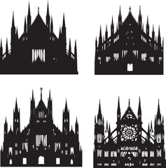 Fototapeta premium Gothic Silhouette Vector Set – Dark and Intricate Design Elements