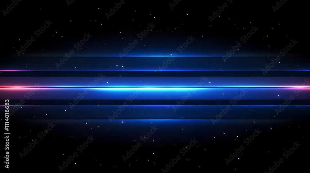 Poster Modern abstract background with blue gradient stripes on dark background with horizontal glowing speed motion.