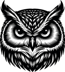 Obraz premium Owl Bird Silhouette - Black Vector Cricut Design for T-Shirt Printing