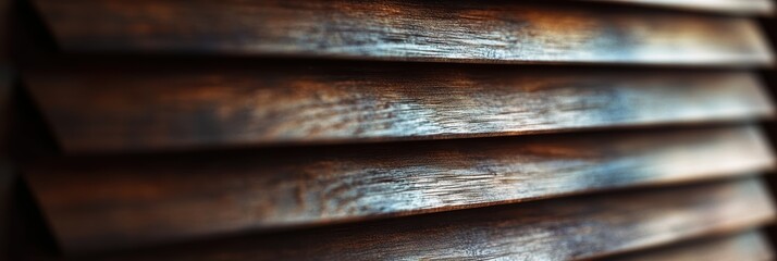 木製シャッターの滑らかな質感が際立つ細部のクローズアップ