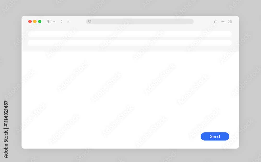 Poster Web browser, internet browser search engine. Mail sending send. Search bar for ui ux design and web site. Search address and navigation bar icon. Collection of search form templates for websites