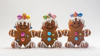 Fototapeta premium Set elements with Gingerbread cookies,Cute christmas gingerbread man and girl,New Year,menu,season greeting,xmas,sweet homemade biscuits in the form of different characters,holiday items.