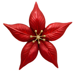 red poinsettia flower isolated on a transparent background
