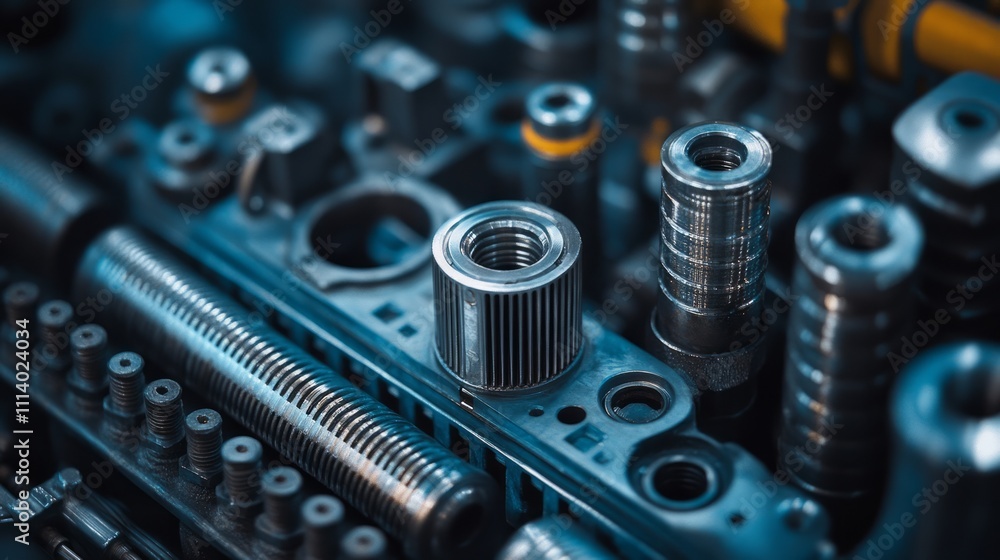 Aufkleber close-up of intricate mechanical components showcasing precision engineering and design.