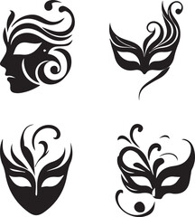 Mask Silhouette Vector Set – Decorative and Abstract Face Mask Designs