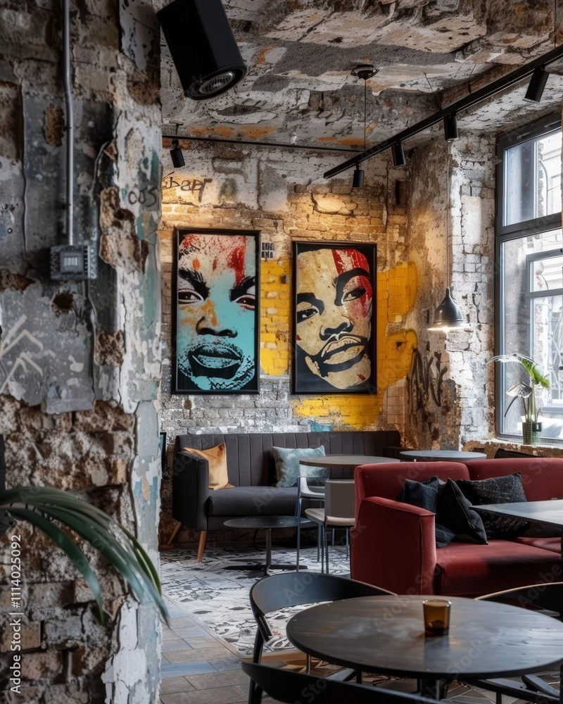 Poster two large framed portraits elegantly displayed on the wall, adding character to the space