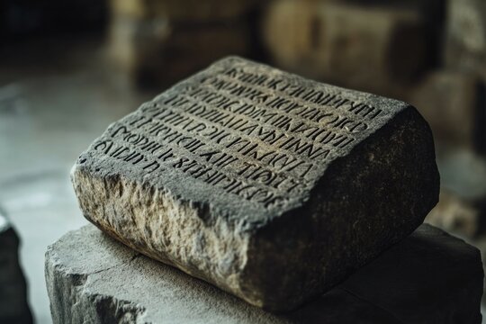 A stone tablet on which is written
